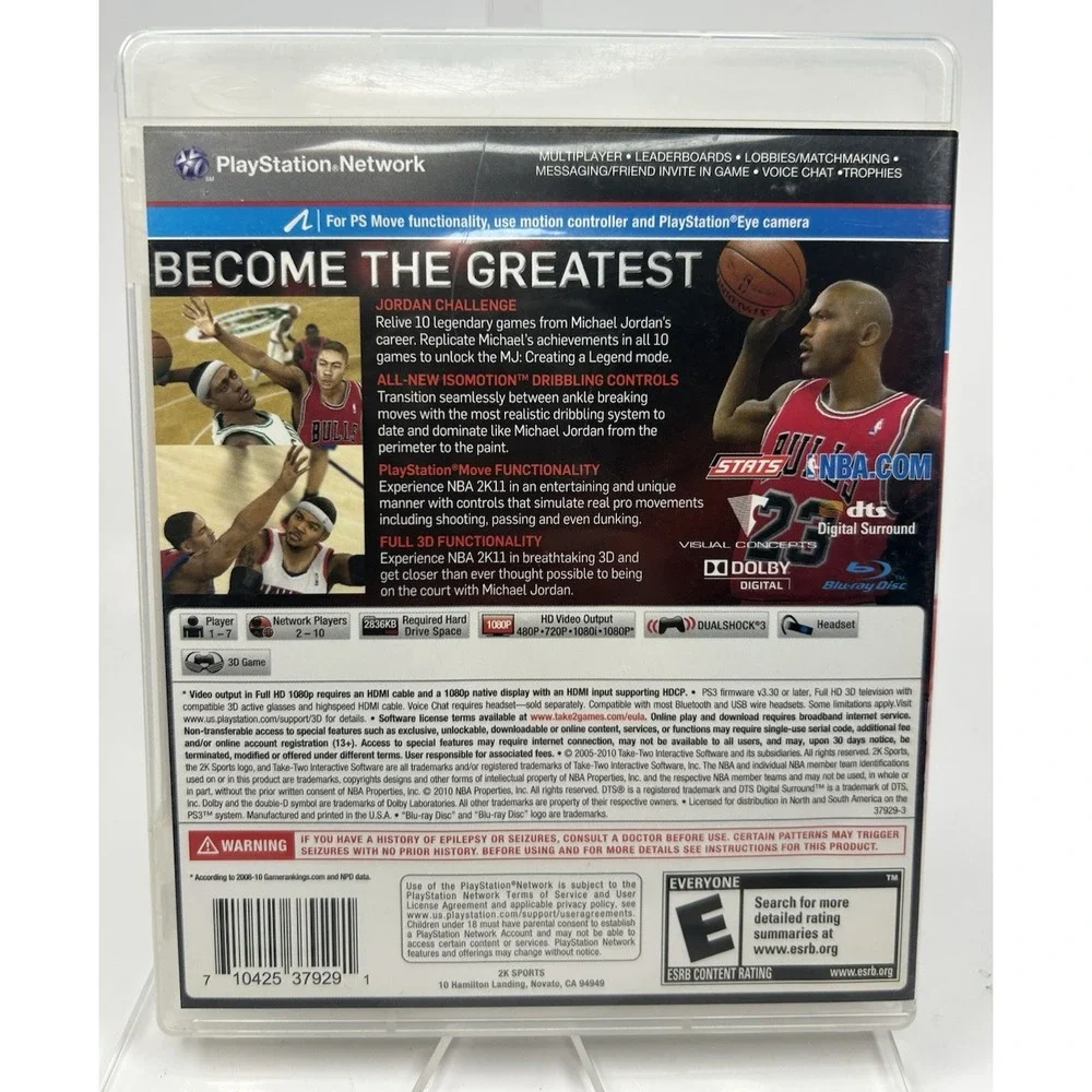 NBA 2K11 PS3 Complete CIB Michael Jordan Tested Basketball Game Manual